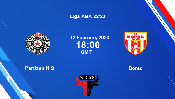 Partizan NIS vs Borac livescore, Match events PAZ vs BOR, Liga-ABA 22/23, tv info