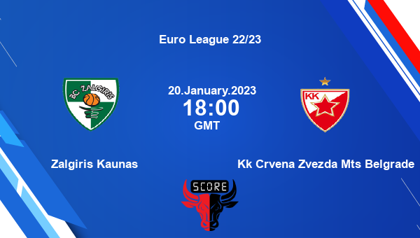 Zalgiris Kaunas vs Crvena Zvezda Mts Belgrade livescore, Match events ZAL vs CRZ , Euro League 22/23, tv info
